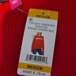 Vince Camuto Bright Cherry Red Holiday Sweater